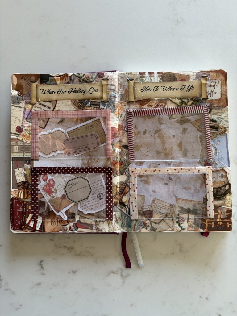 What exactly is a junk journal? Example spread.