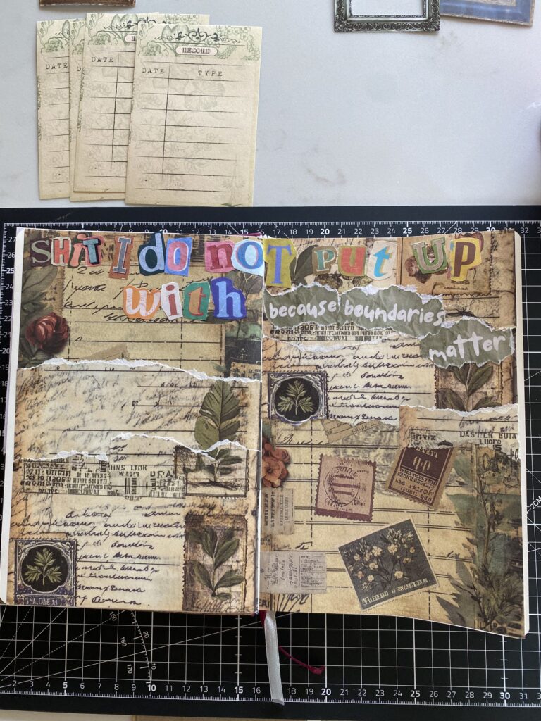 Shit I do not put up with life junk journal spread