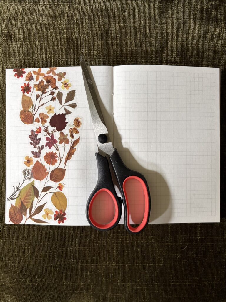 simple autumnal leaf stickers inside mini Life Junk Journal