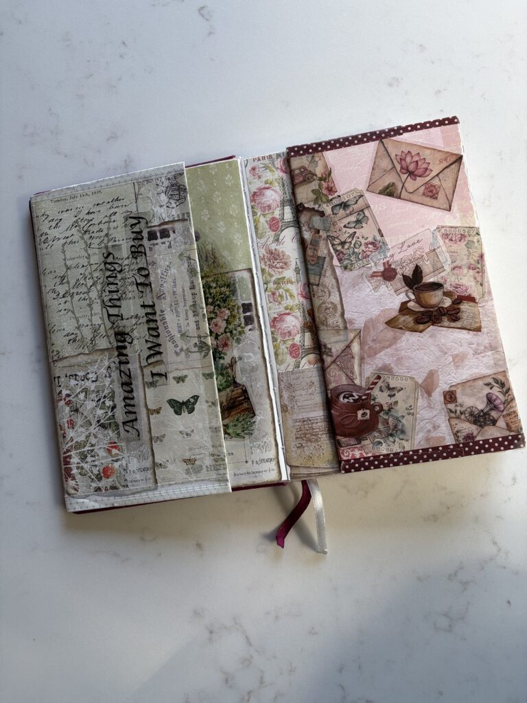 Example of two envelopes inside a junk journal spread