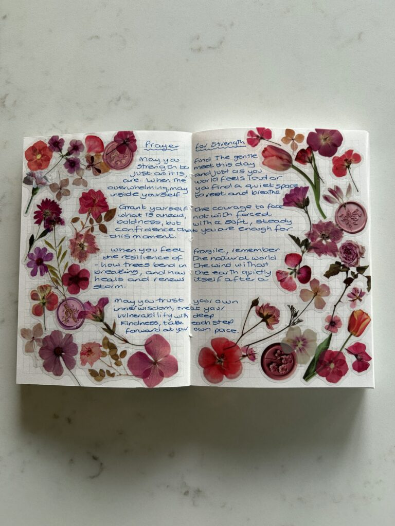 PRAYER FOR STRENGTH JUNK JOURNAL SPREAD