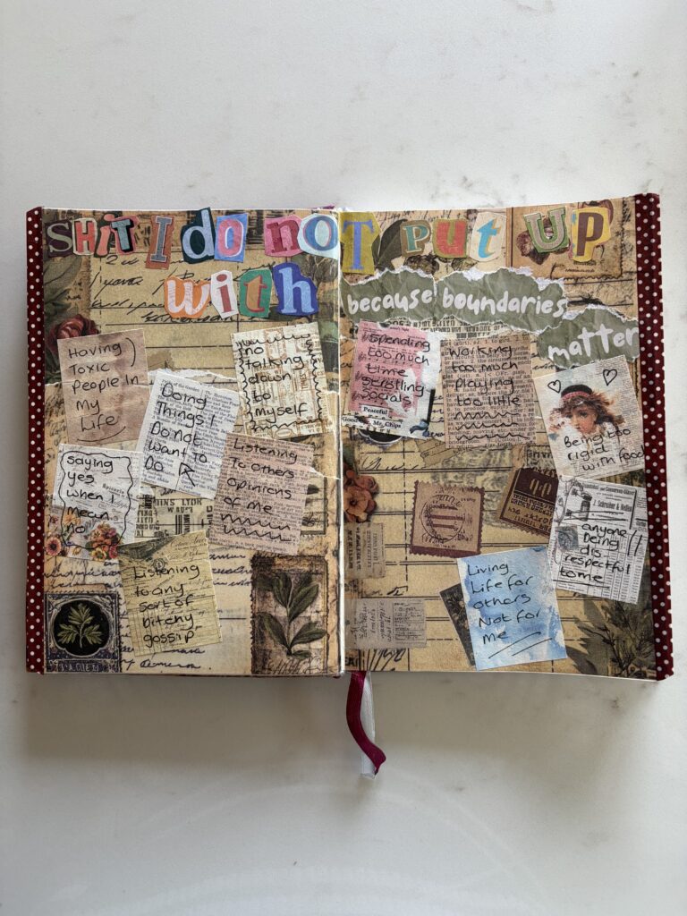 Shit I do not put up with Life Junk Journal spread.