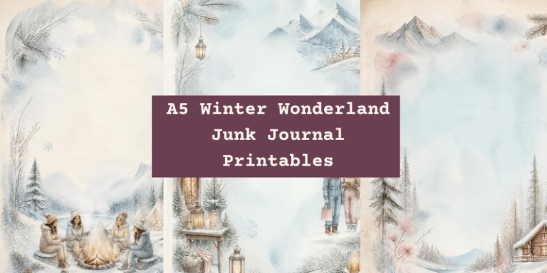 A5 Winter Wonderland Junk Journal Printables with snow scenes