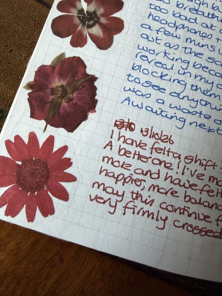 An example of a mistake writing inside a mini life junk journal.
